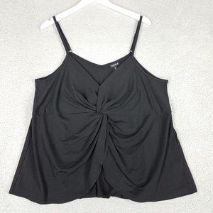 NEW Torrid 2/ 2X Twist Tank Top Studio Crepe Flowy Black Stretch Summer Casual